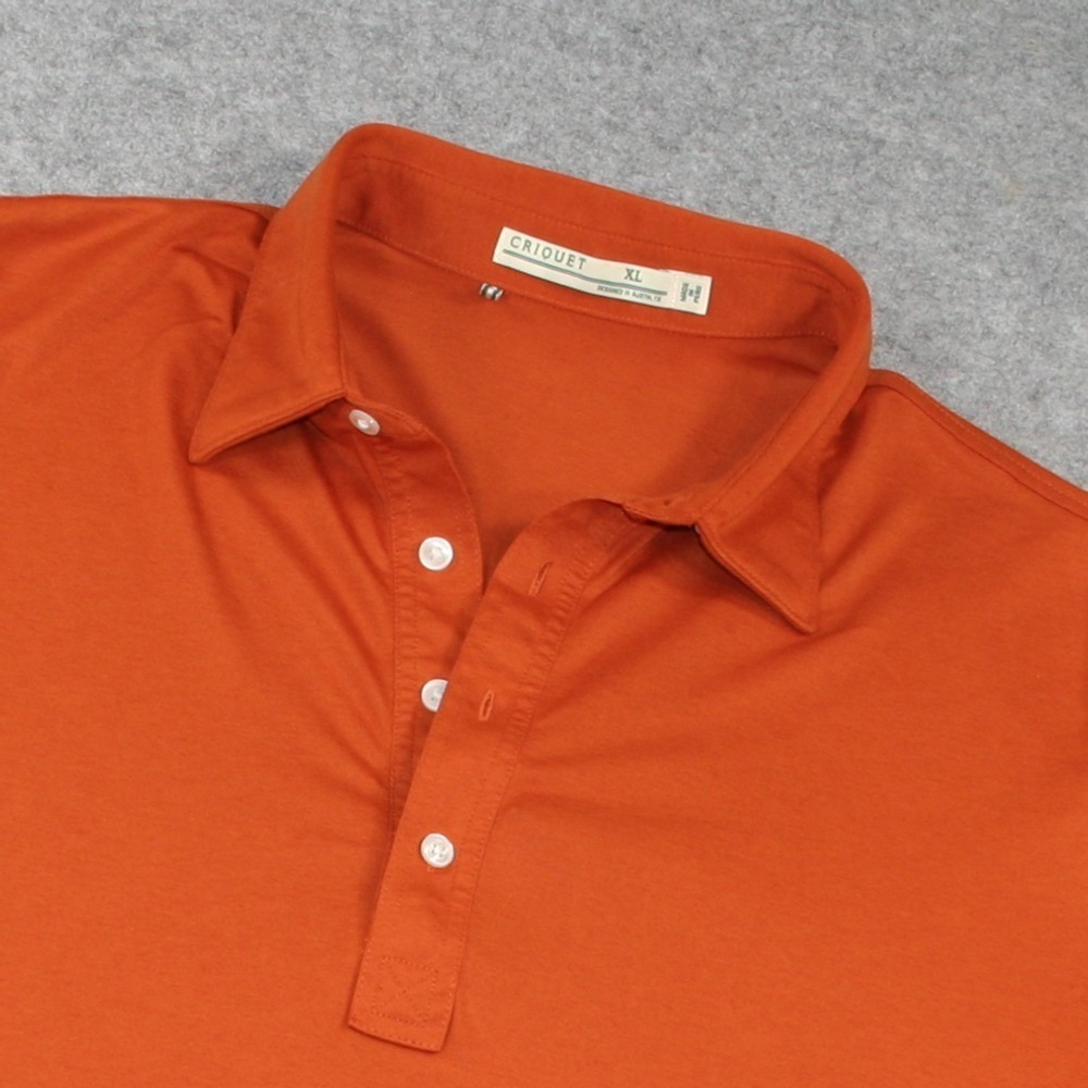 Criquet Mens Polo Shirt XL Orange Performance Short Sleeve Removable Stays
